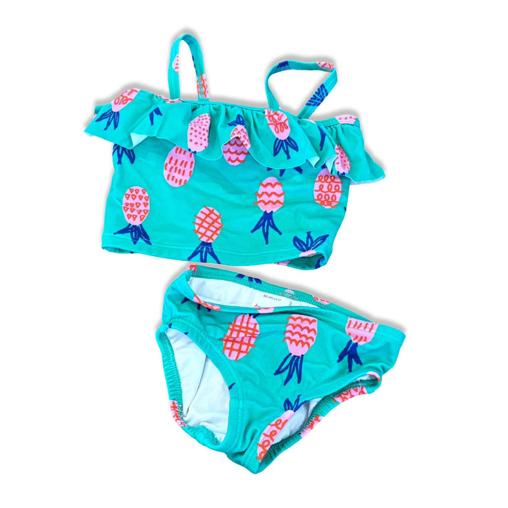 Size 2 Hanna Andersson teal, pink pineapple two piece swim suit Default Title / 2 / Girl