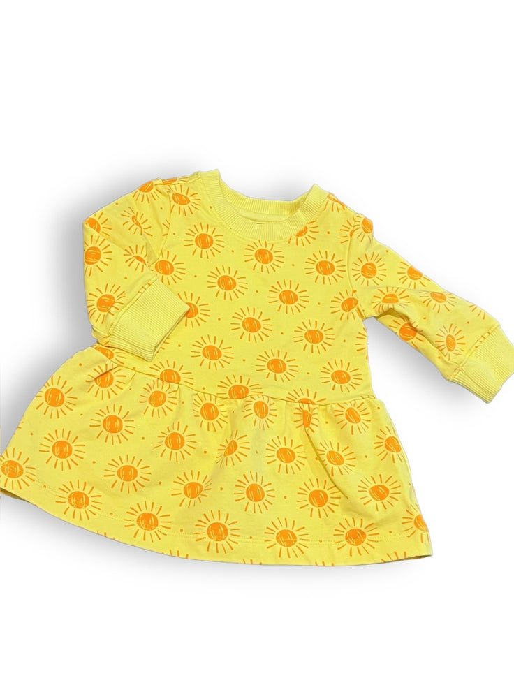 Size 3-6 month Hanna Andersson yellow long sleeve dress with orange suns Default Title / 3-6 month / Girl