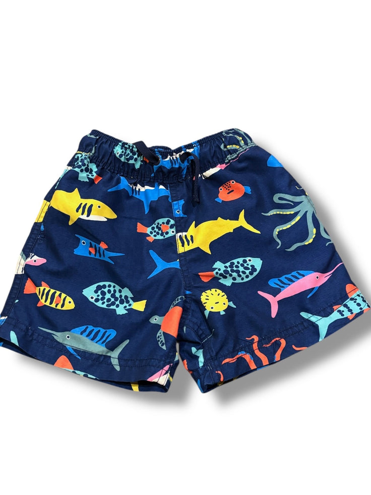 Size 3T Hanna Andersson navy swim trunks w/ colorful fish Default Title / 3 / Boy