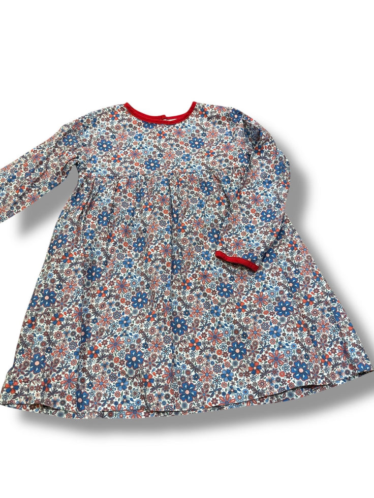 Size 4T James & Lottie red/blue/pink floral dress w/ red corduroy trim Default Title / 4 / Girl