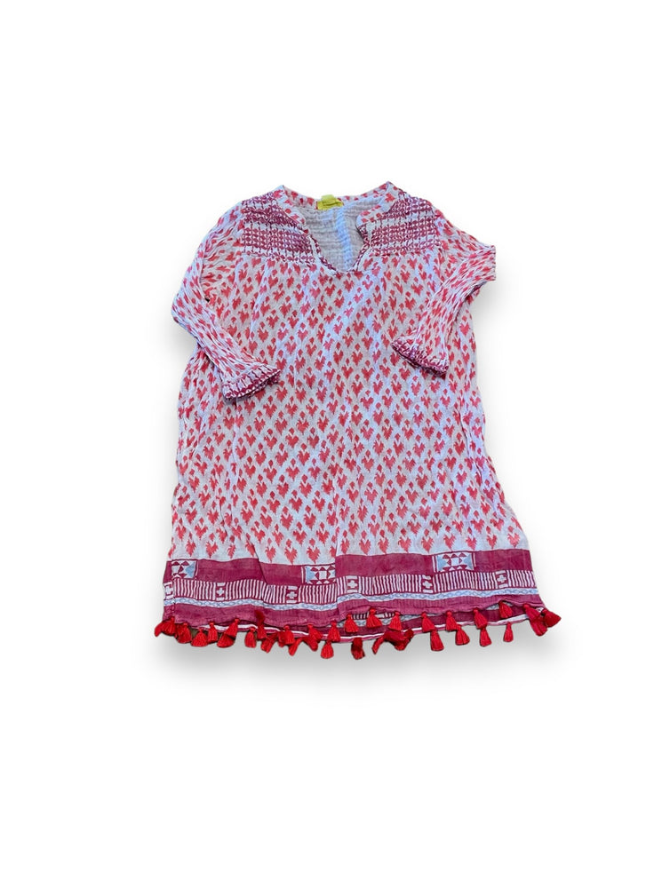 Size 6 Roller Rabbit red/white cover up with red tassles Default Title / 6 / Girl