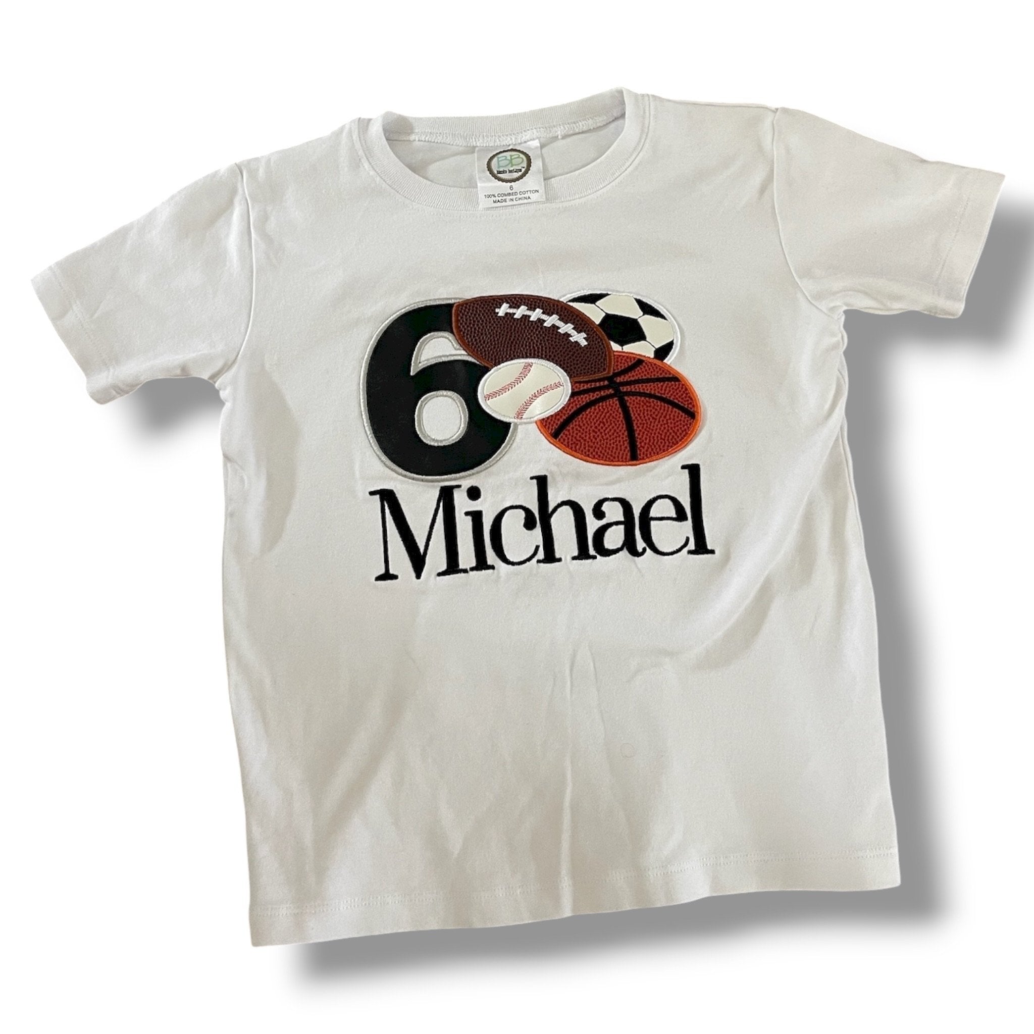 Size 6 ‘Michael’ sports ‘6’ T-shirt Default Title / 6 / Boy
