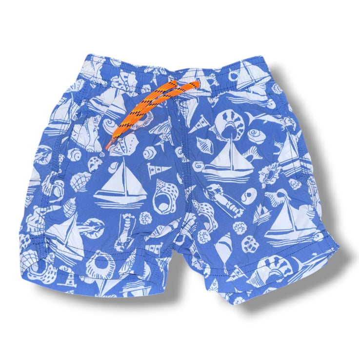 Size 3 Crewcuts light blue swim trunks w/ boats, seashells Default Title / 3 / Boy