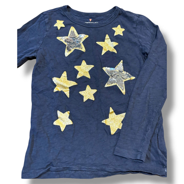 Size 8-9 Crewcuts navy long-sleeve w/ glitter & sequin gold & silver stars Default Title / 9-Aug / Girl