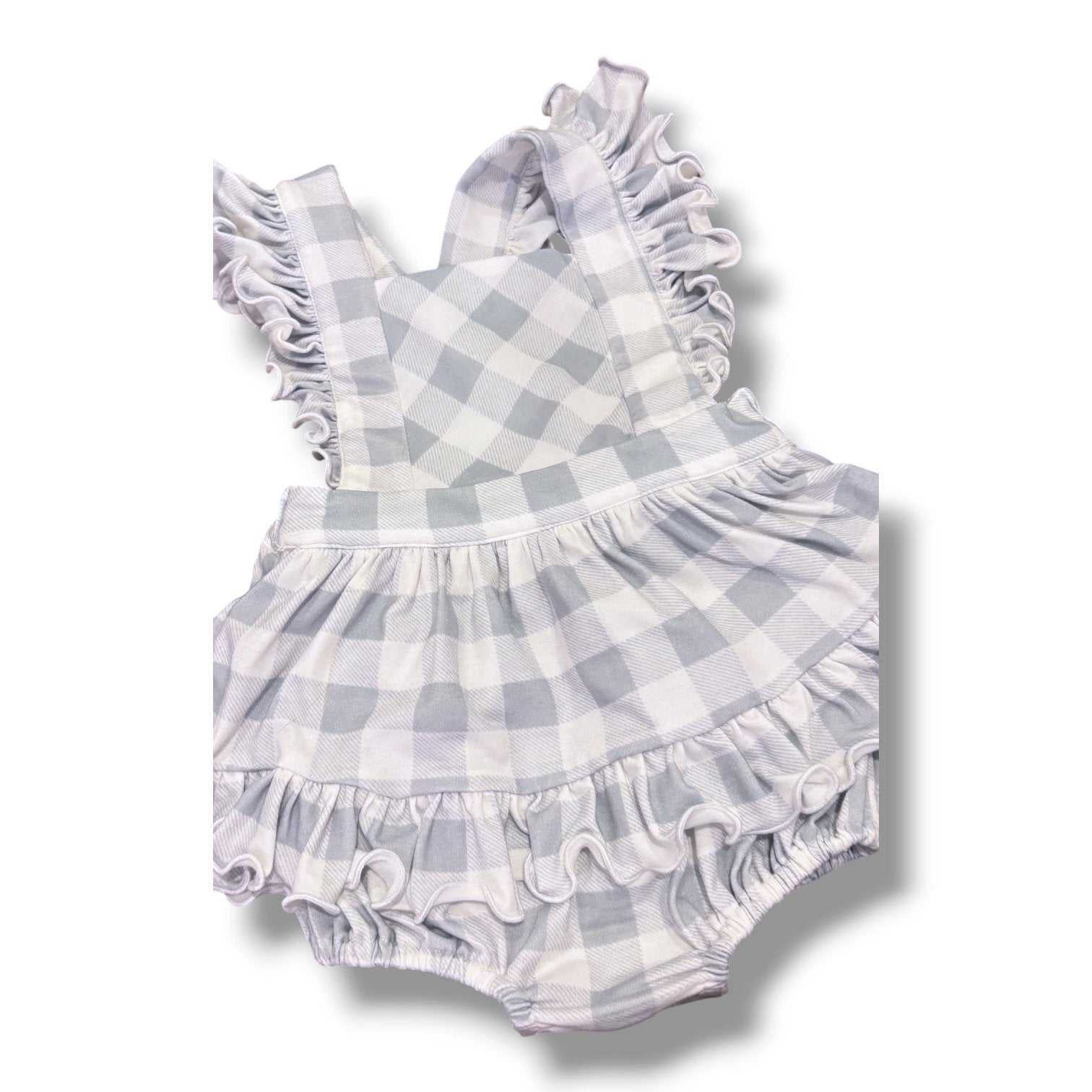 Size 9 month light blue and white gingham bubble Default Title / 9 month / Girl