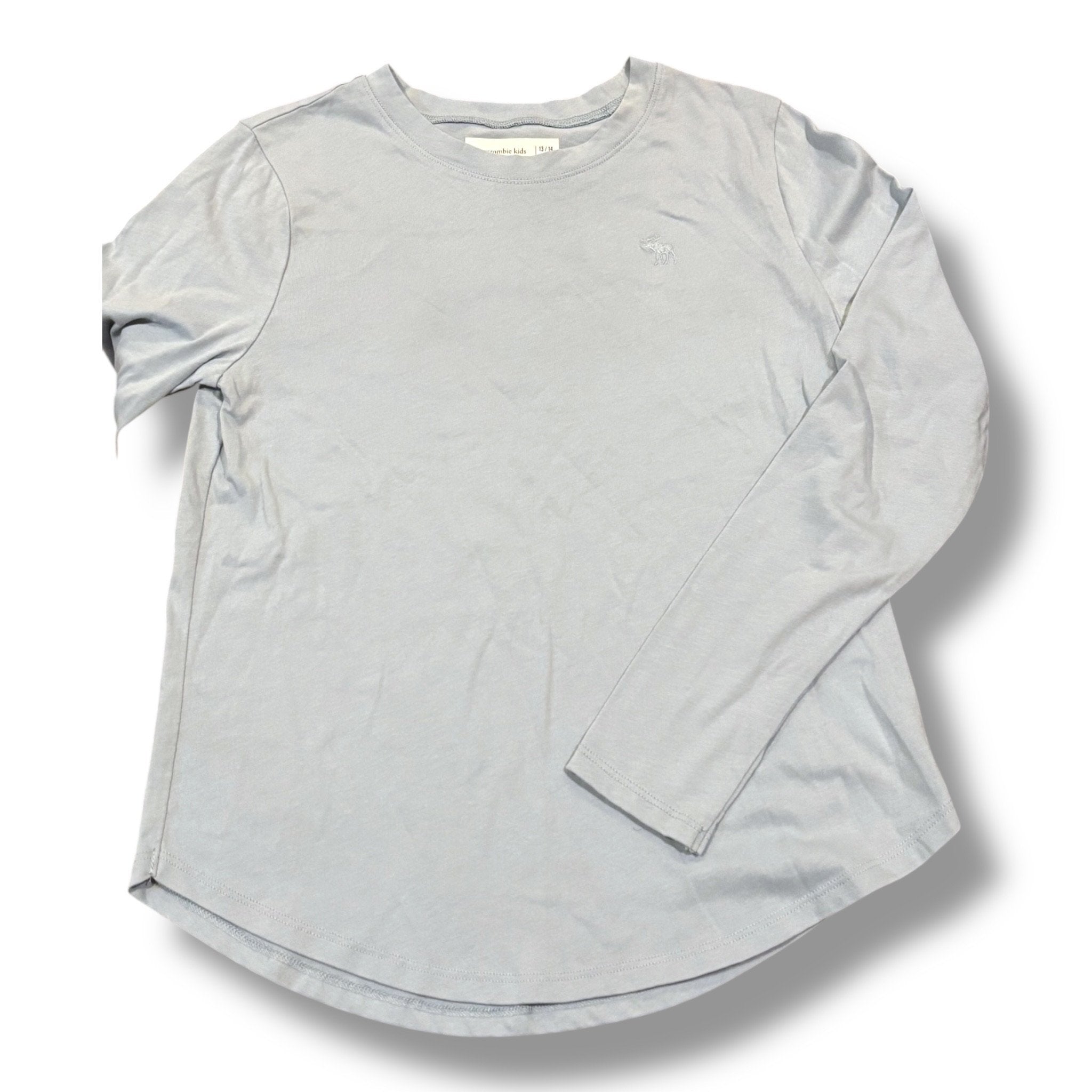 Size 13/14 Abercrombie light blue long-sleeve tee w/ light blue moose Default Title / 13-14 / Girl