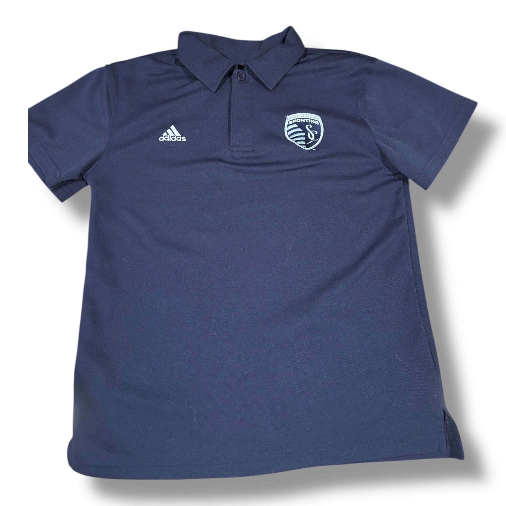 Size 10-12 (M) Adidas navy performance polo w/ Sporting KC logo Default Title / 12-Oct / -