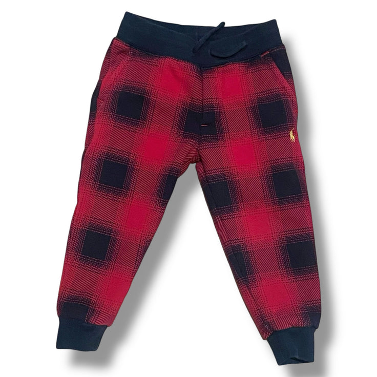 Size 2 Polo RL red and black plaid sweats with sherpa lining, yellow rider Default Title / 2 / Boy