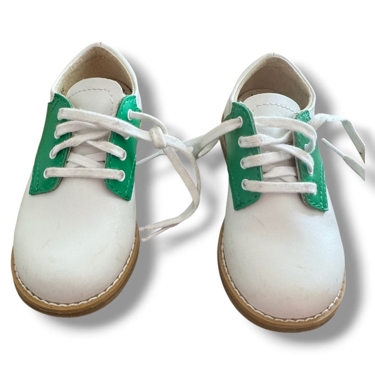 Size 7.5 toddler Footmates white and green saddle shoes- scuffing Default Title / 8-Jul / -