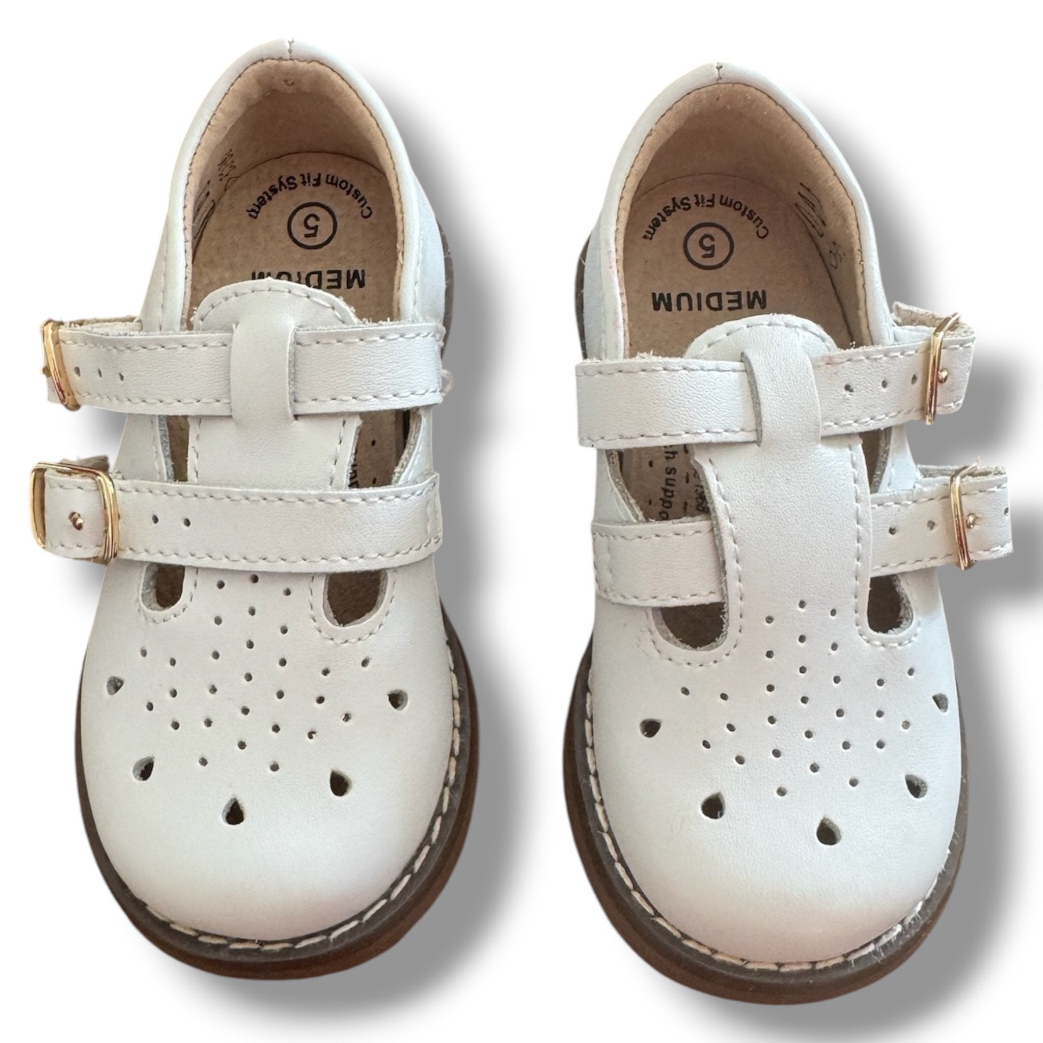 Size 5 Footmates white double strap mary janes Default Title / 5 / -