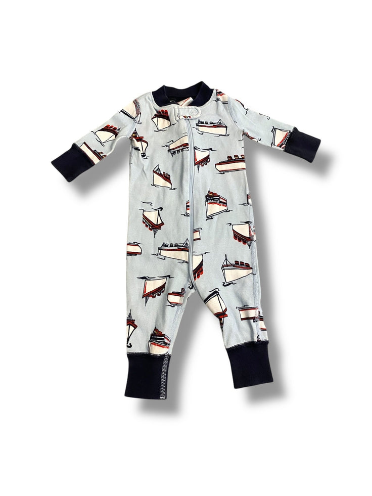 Size 0-3 Hanna Andersson light blue sailboat sleeper Default Title / 0-3 month / Boy