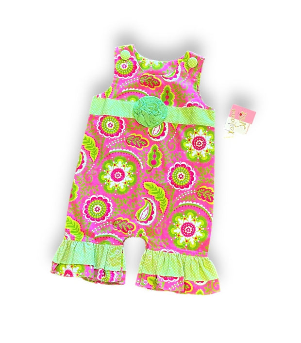 Size 18 month Banana Split pink/green paisley romper NWT Default Title / 18 month / Girl
