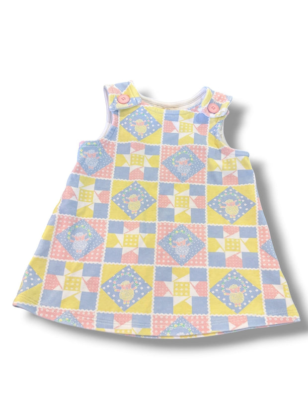 Size 2 TBBC pastel yellow/pink/blue square-patterned jumper w/ sheet Default Title / 2 / Girl