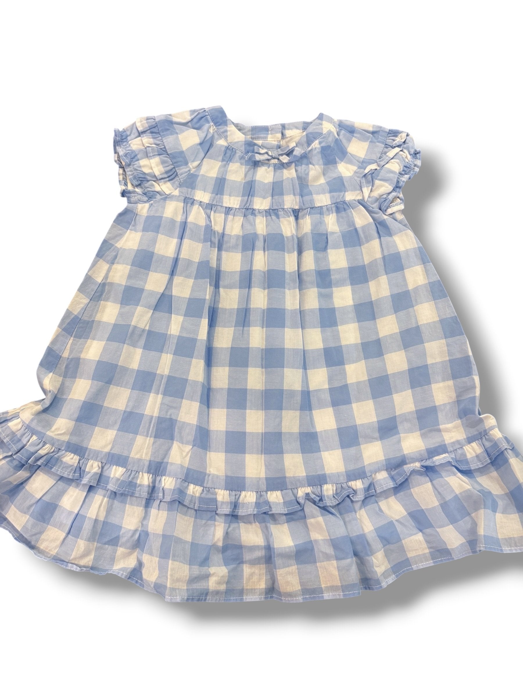 Size 18-24 month Janie and Jack blue/white gingham dress w/ small bow at neck Default Title / 18-24 month / Girl