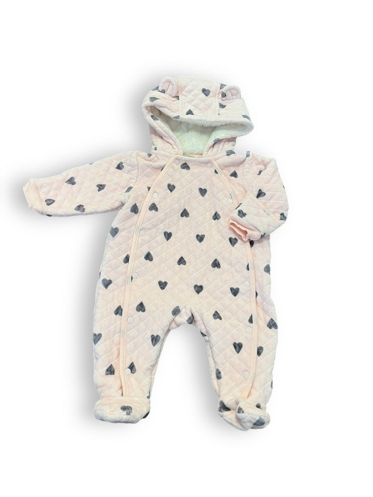 Size 6 month Nordstrom quilted winter snuggle, pink with gray hearts Default Title / 6 month / Girl