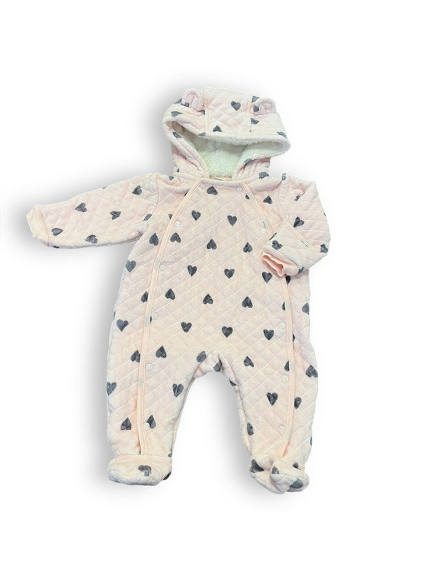 Size 6 month Nordstrom quilted winter snuggle, pink with gray hearts Default Title / 6 month / Girl