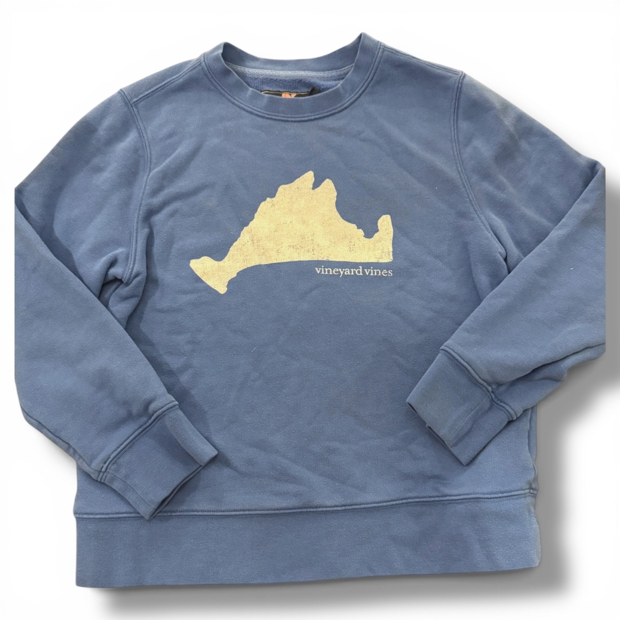 Size 8-10 Vineyard Vines blue crewneck sweatshirt with Martha's Vineyard outline Default Title / 10-Aug / Boy