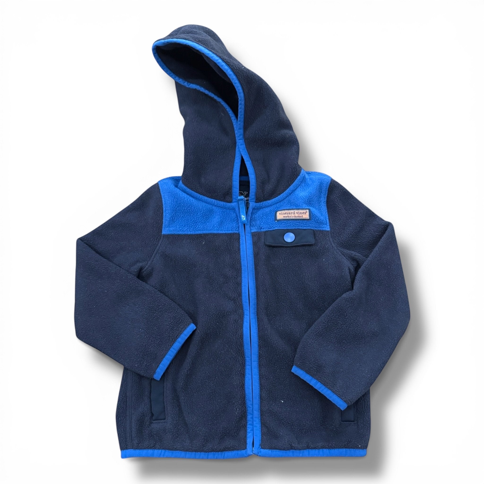 Size 4T Vineyard Vines navy and blue hooded fleece jacket Default Title / 4 / Boy