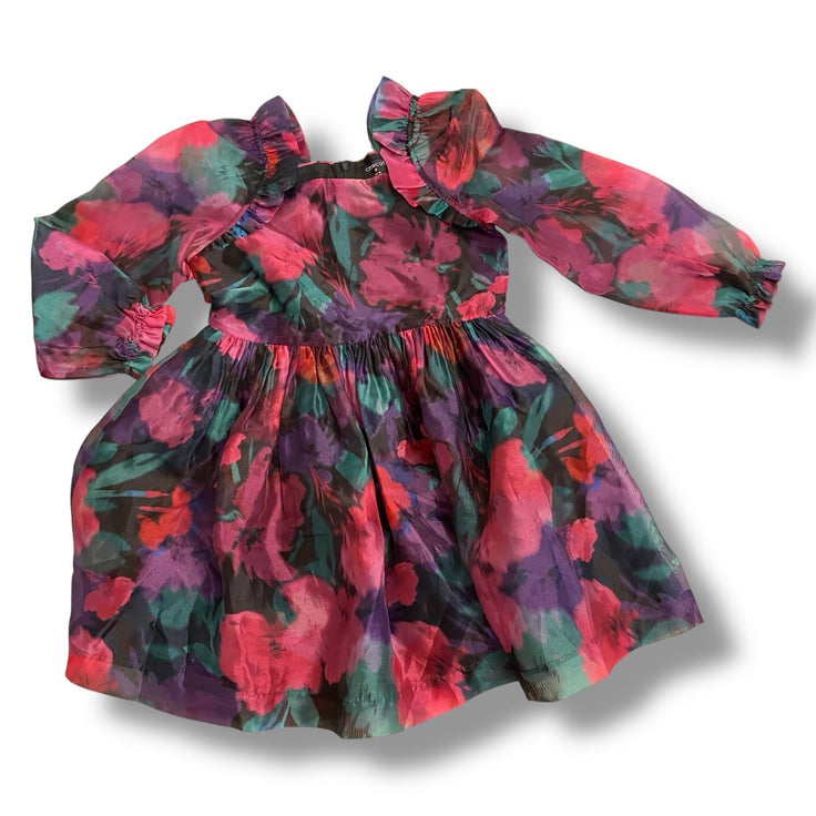 Size 10 Crewcuts purple and pink floral dress with sheer sleeves Default Title / 10 / Girl