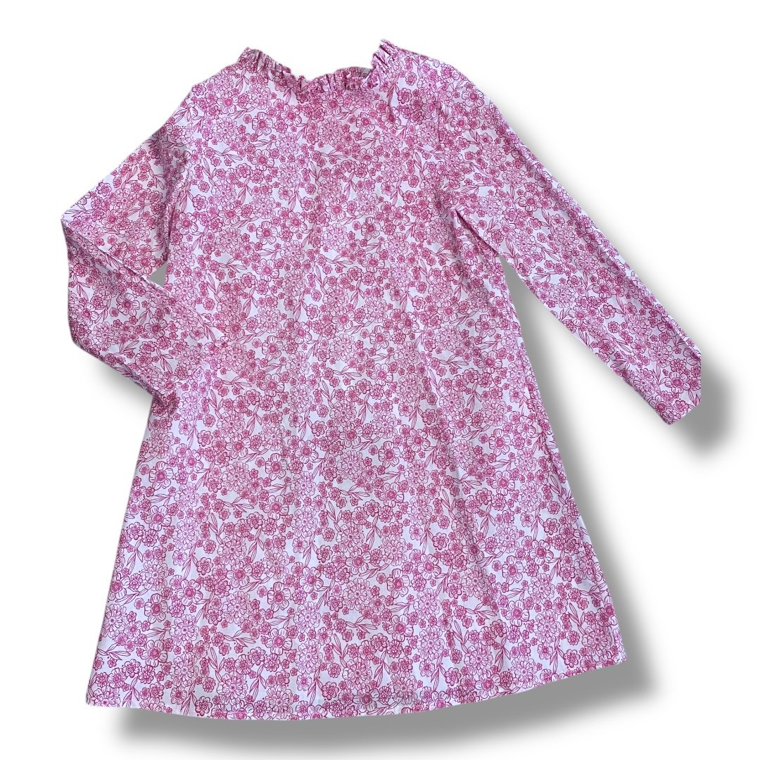 Size 10-12 Shop the Mint pink and white floral long sleeve shift dress Default Title / 12-Oct / Girl