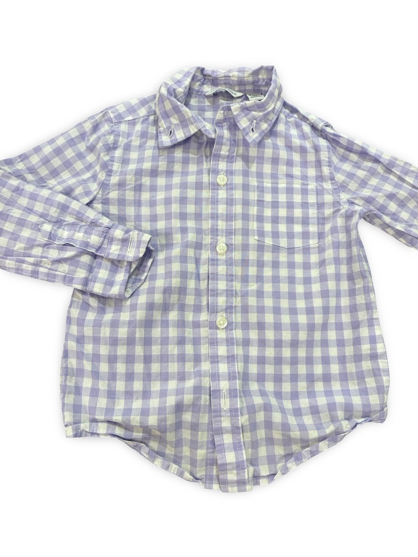 Size 18-24 month Janie and Jack purple and white gingham button up Default Title / 18-24 month / -