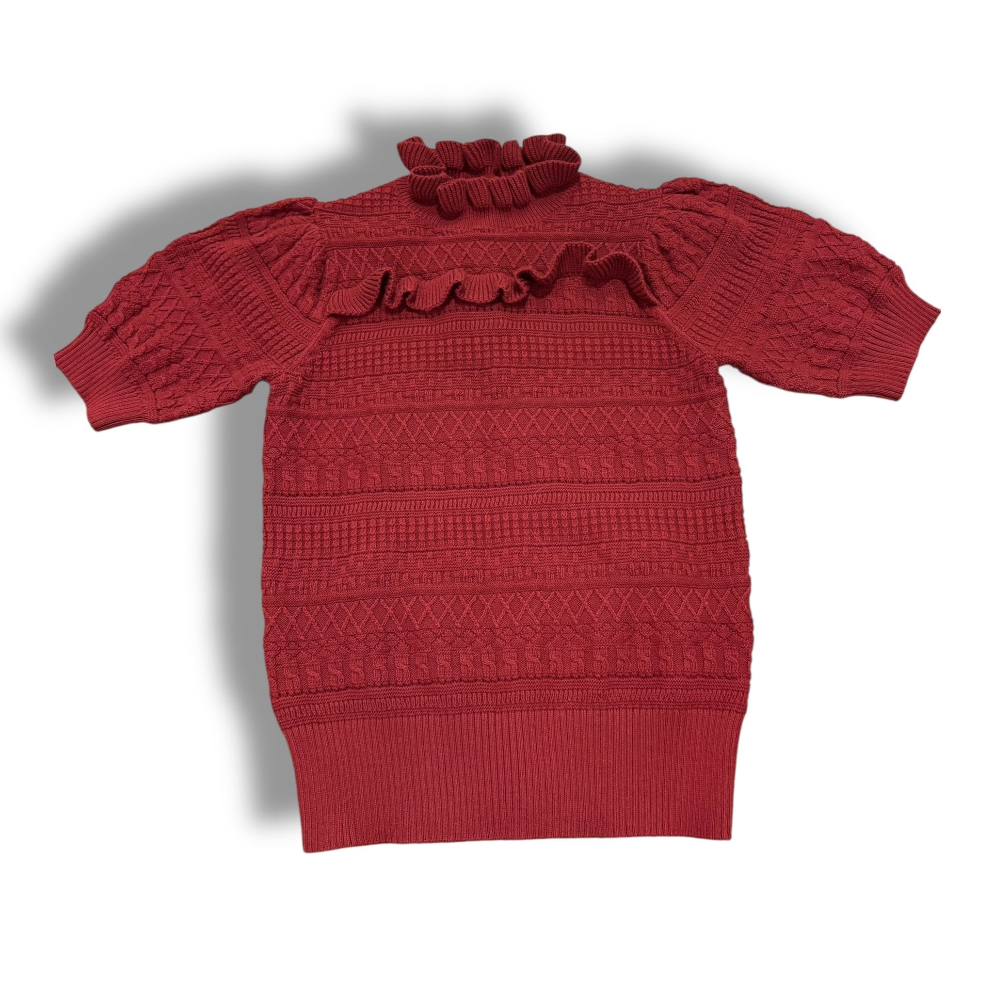 Size 7 Janie and jack burgundy short sleeve sweater Default Title / 7 / Girl