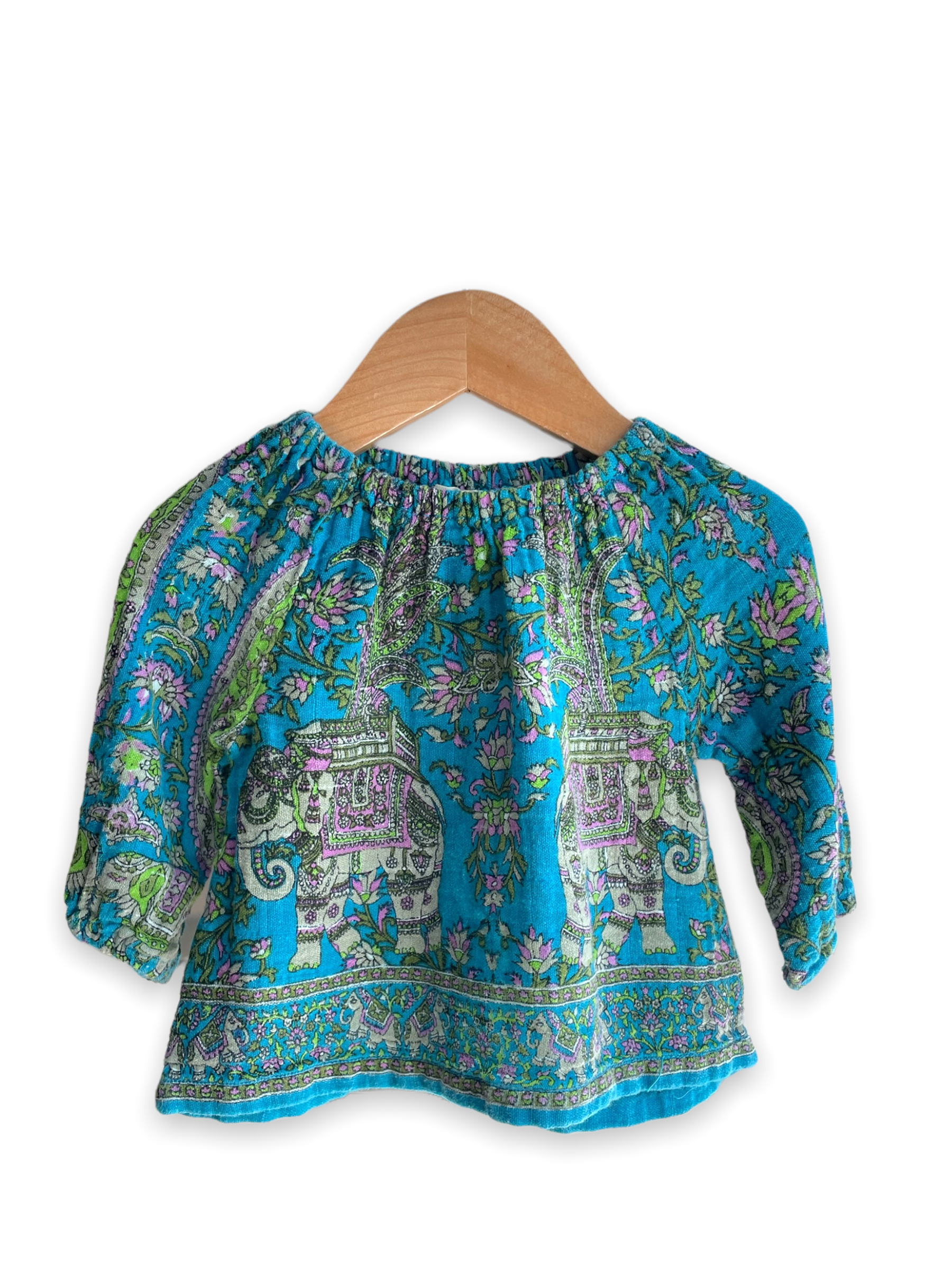 Size 6-12 month Peek gauze elephant long sleeve top Default Title / 6-12 month / -