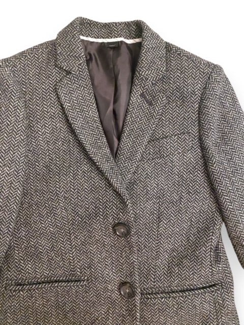 Size 5 Crewcuts (Ludlow) grey/black wool herringbone sport coat (retail $278) Default Title / 5 / Boy