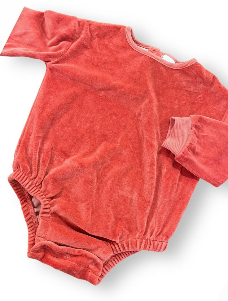 Size 18 month Open Edit coral velour long sleeve bubble Default Title / 18 month / Girl
