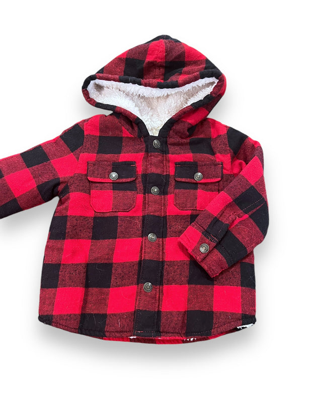 Size 18 month Tucker and tate red/black buffalo plaid sherpa lined shacket Default Title / 18 month / Boy