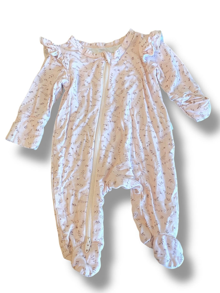 Size 0-3 month Elegant Baby pink and brown floral sleeper Default Title / 0-3 month / -
