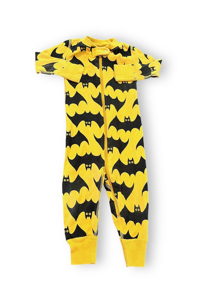 Size 12-18 month Hanna Andersson yellow black bat zip up pajama romper Default Title / 12-18 month / -