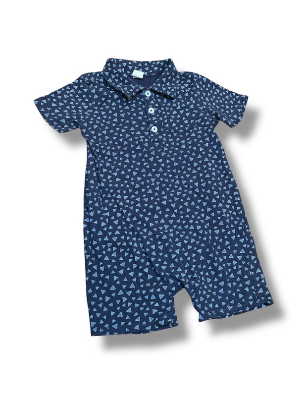 Size 18 month Tucker + Tate navy polo romper with white triangles Default Title / 18 month / Boy