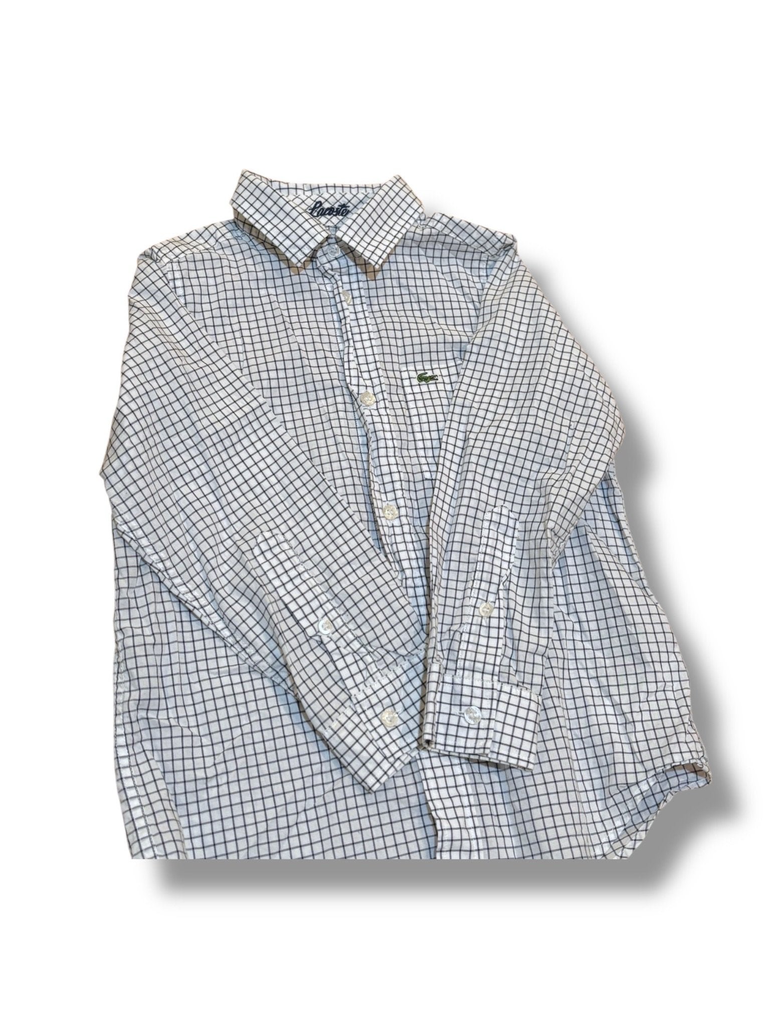 Size 5 Lacoste black/white windowpane button-down Default Title / 5 / Boy