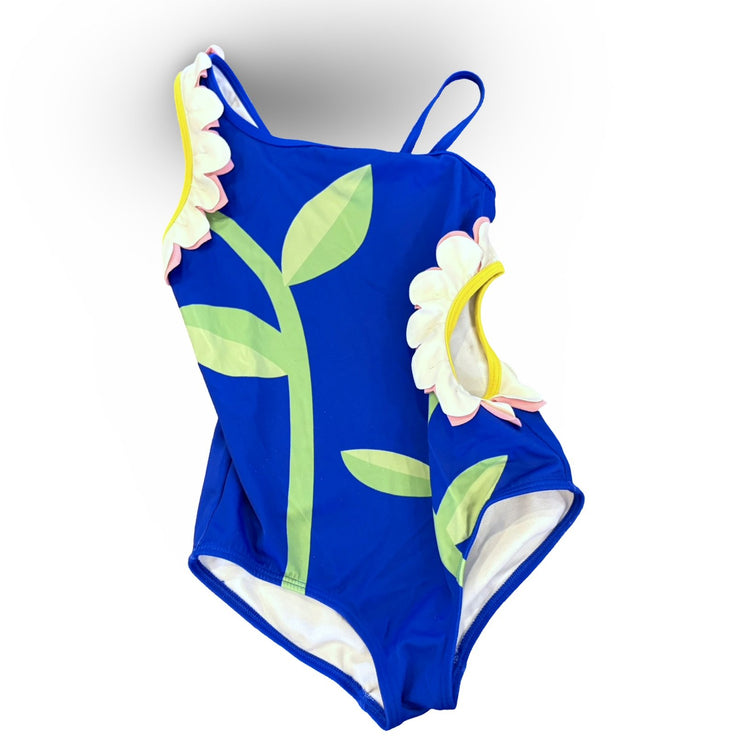Size 7-8 Boden blue one piece with flowers with cutouts Default Title / 8-Jul / Girl