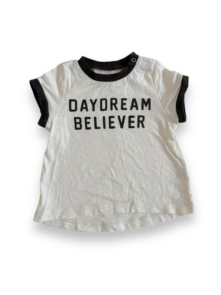 Size 3-6 month Rylee + Cru cream tee with black trim "Daydream Believer" Default Title / 3-6 month / Boy