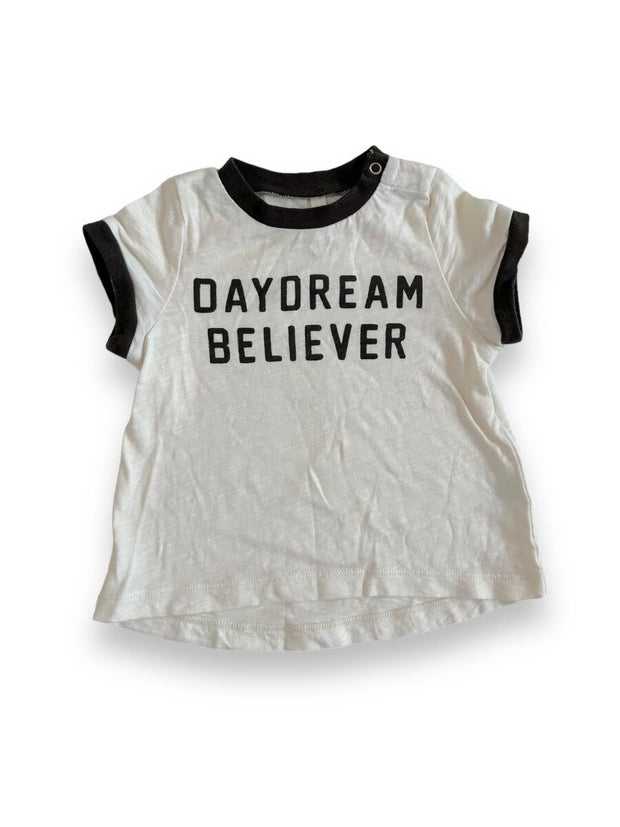 Size 3-6 month Rylee + Cru cream tee with black trim "Daydream Believer" Default Title / 3-6 month / Boy