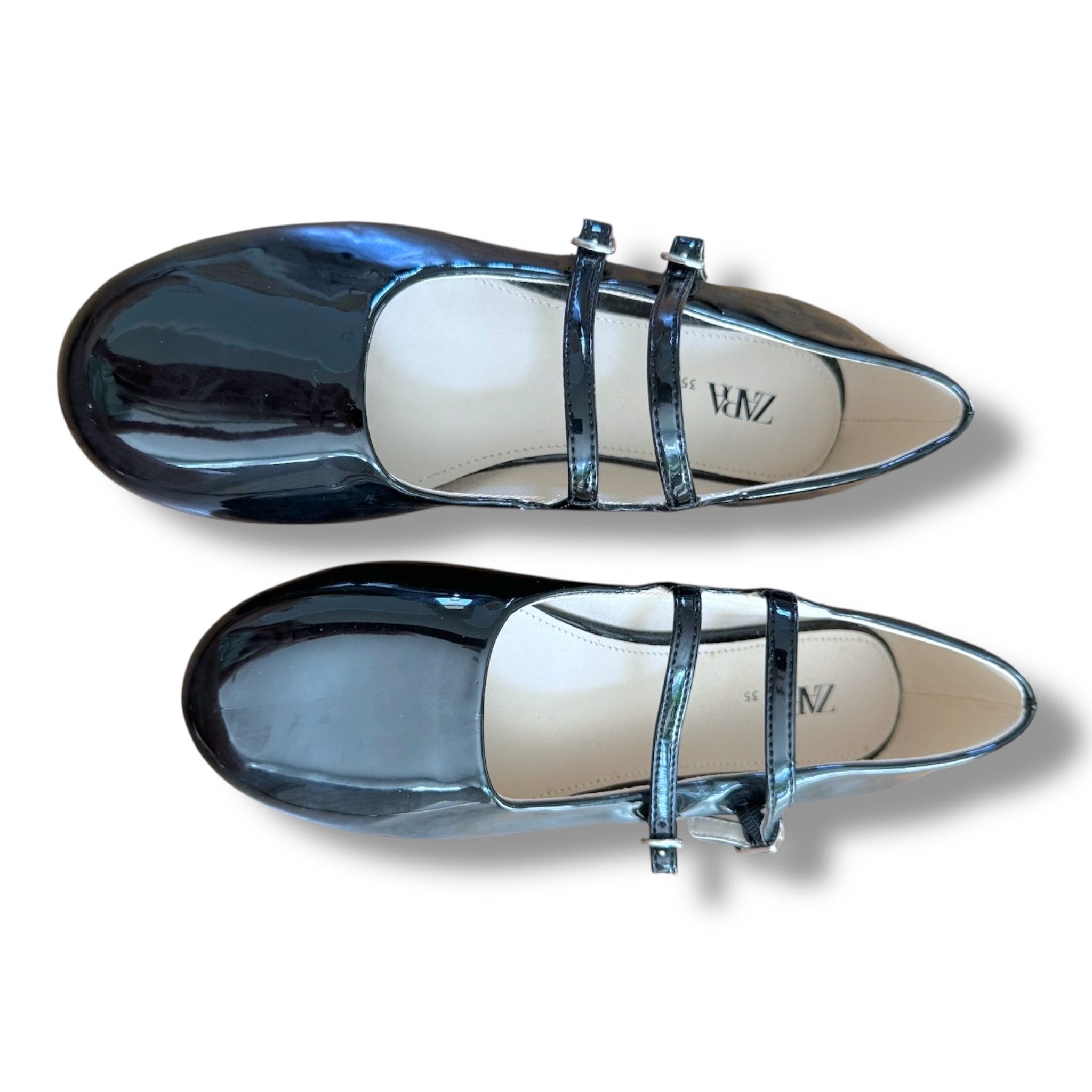 Size 3.5 Zara black dress shoes with double strap - like new Default Title / 3.5 / Girl