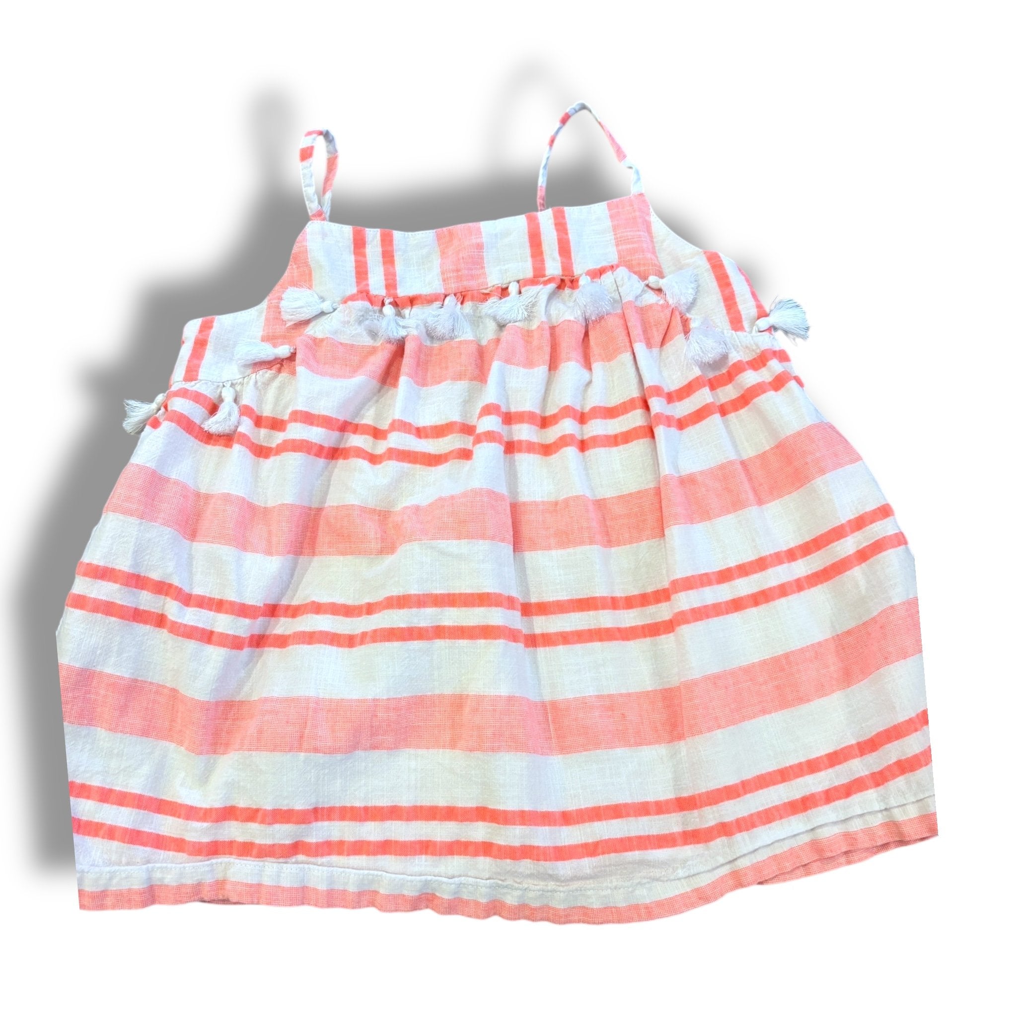 Size 11-12 Boden hot pink/white stripe tank with tassels Default Title / 12-Nov / Boy