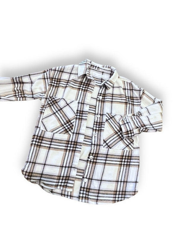Size 8 Zara white plaid shacket Default Title / 8 / Girl