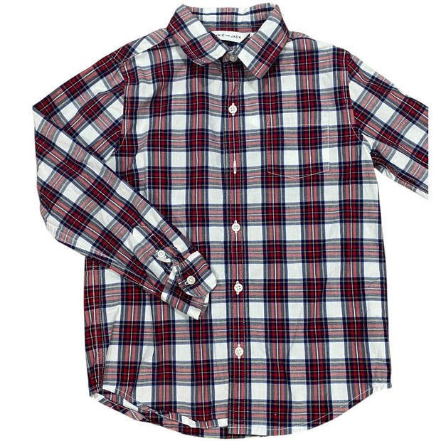 Size 6 Janie and Jack red/navy/white plaid button-down shirt Default Title / 6 / Boy
