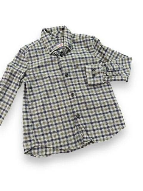 Size 4 Johnnie O grey plaid flannel button up Default Title / 4 / Boy
