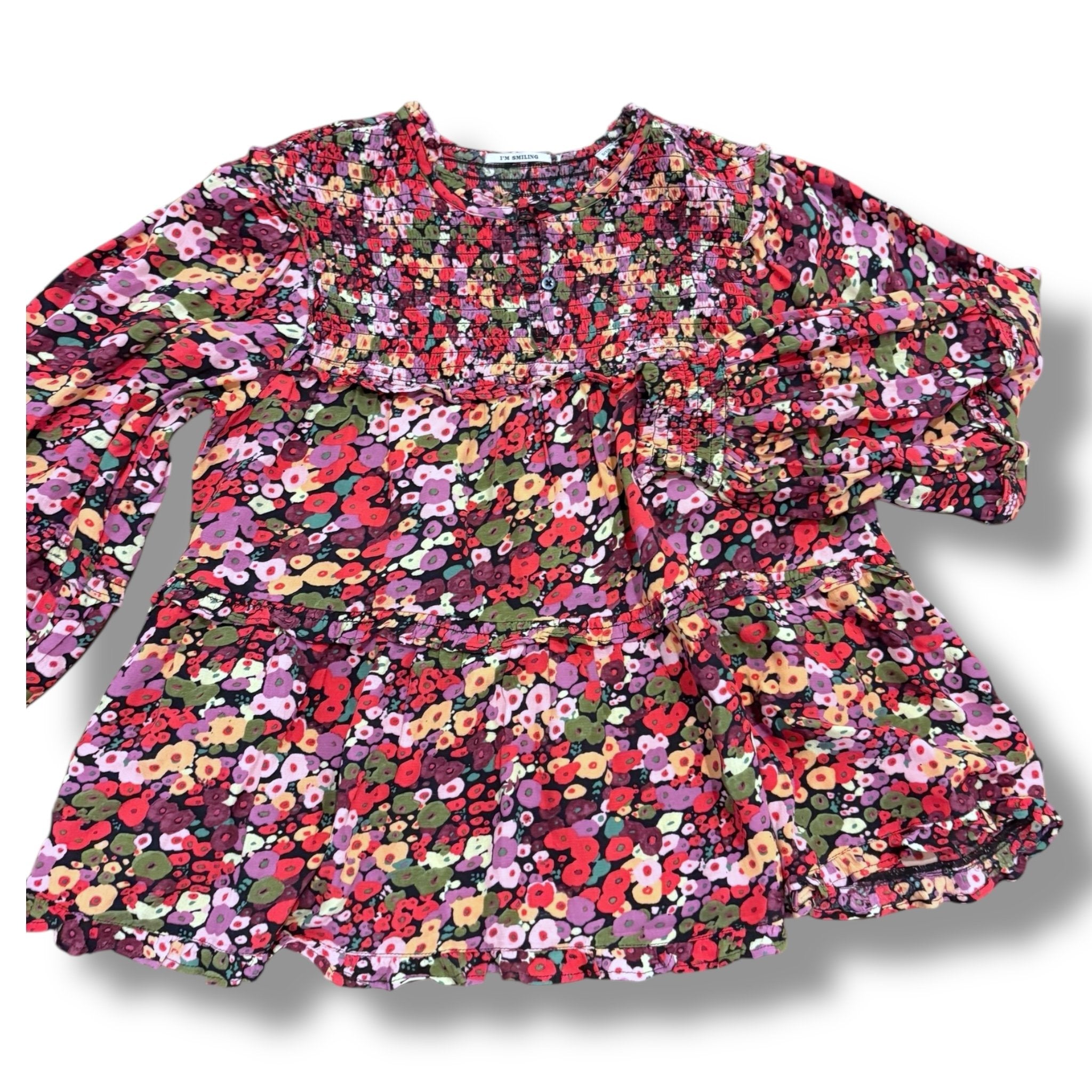 Size 8 Im smiling black, pink/red floral tunic Default Title / 8 / Girl
