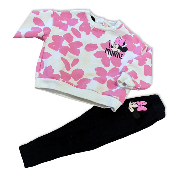 Size 4 Zara pink and cream Minnie sweatshirt and black matching leggings Default Title / 4 / Girl