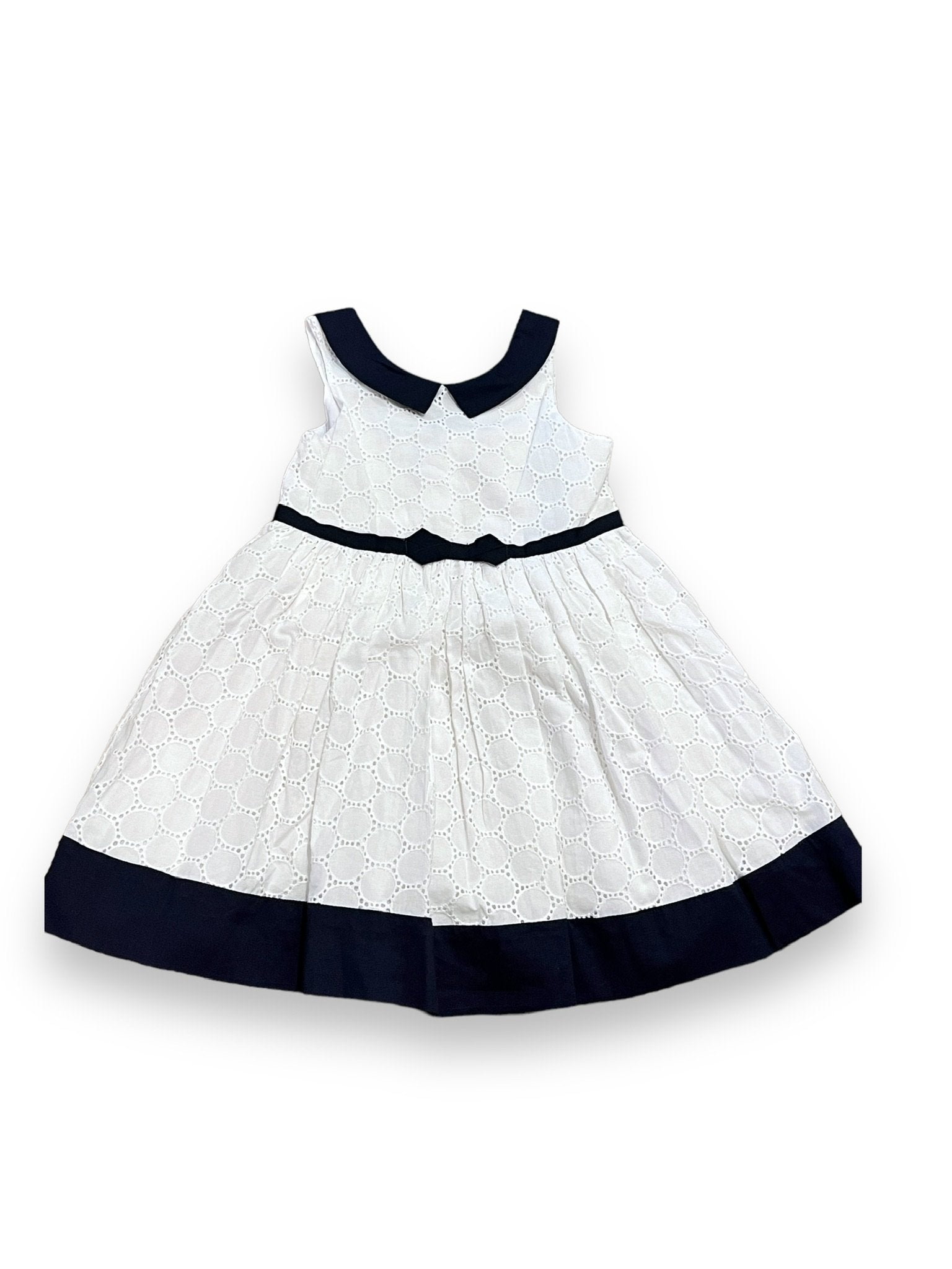Size 18-24 month navy/white circle eyelet dress with bow Default Title / 18-24 month / Girl