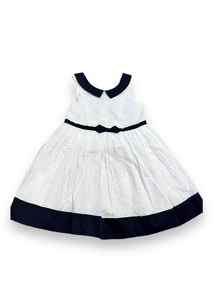 Size 18-24 month navy/white circle eyelet dress with bow Default Title / 18-24 month / Girl
