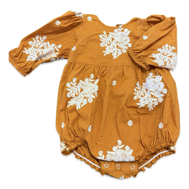 Size 2 Pink Chicken mustard bubble with cream embroidery Default Title / 2 / Girl