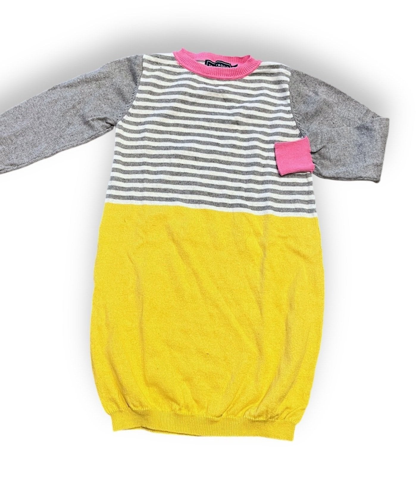 Size 5 (fits like a 4-5) Tooby doo grey/white stripe, yellow bottom sweater dress Default Title / 5 / Girl