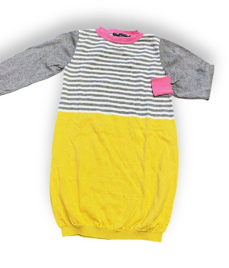 Size 5 (fits like a 4-5) Tooby doo grey/white stripe, yellow bottom sweater dress Default Title / 5 / Girl