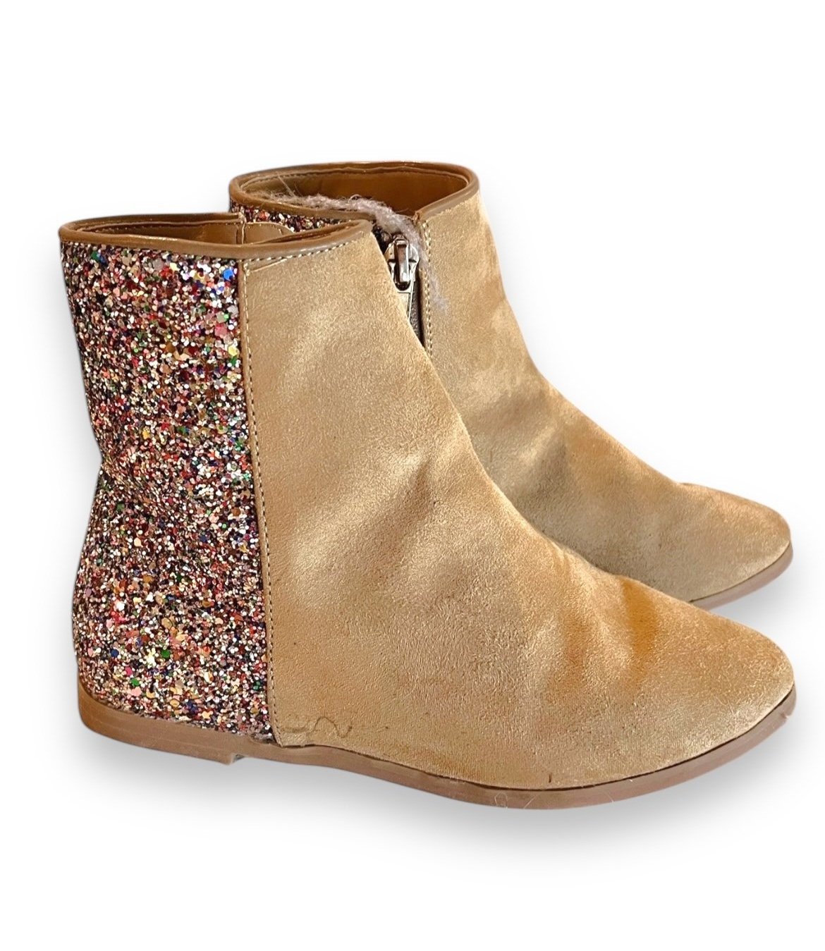 Size 3 Crewcuts brown suede boots with pink glitter Default Title / 3 / Girl